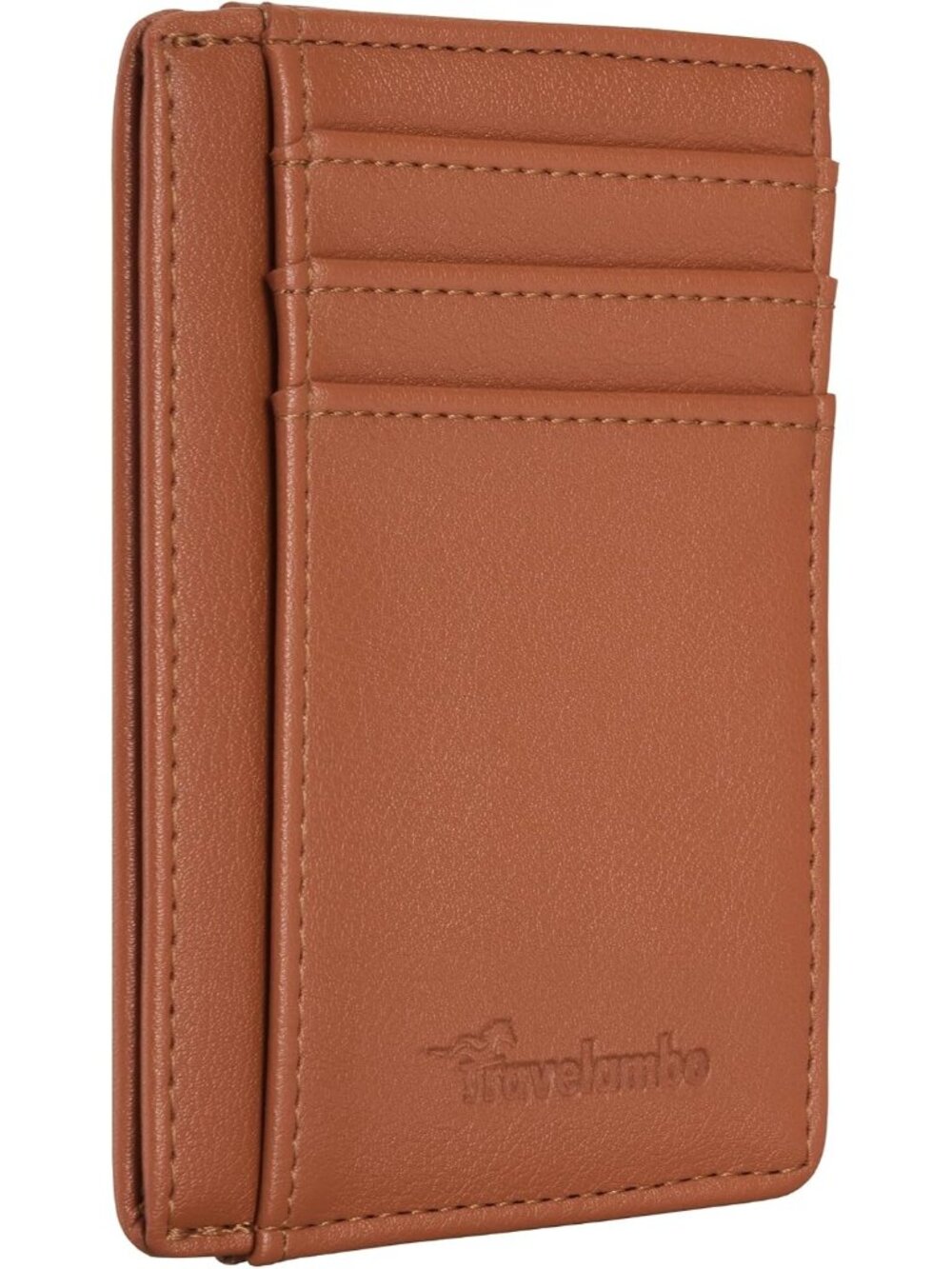Men Chestnut Brown Minimalist Leather RFID Blocking Front Pocket Slim Wallet